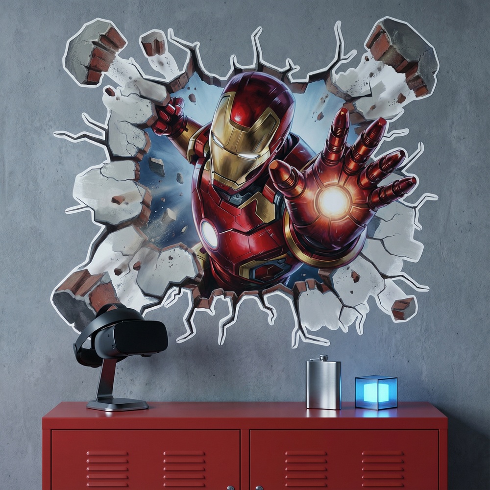 Stickers pour enfants: Trou de Mur Iron Man &Eacute;nergie