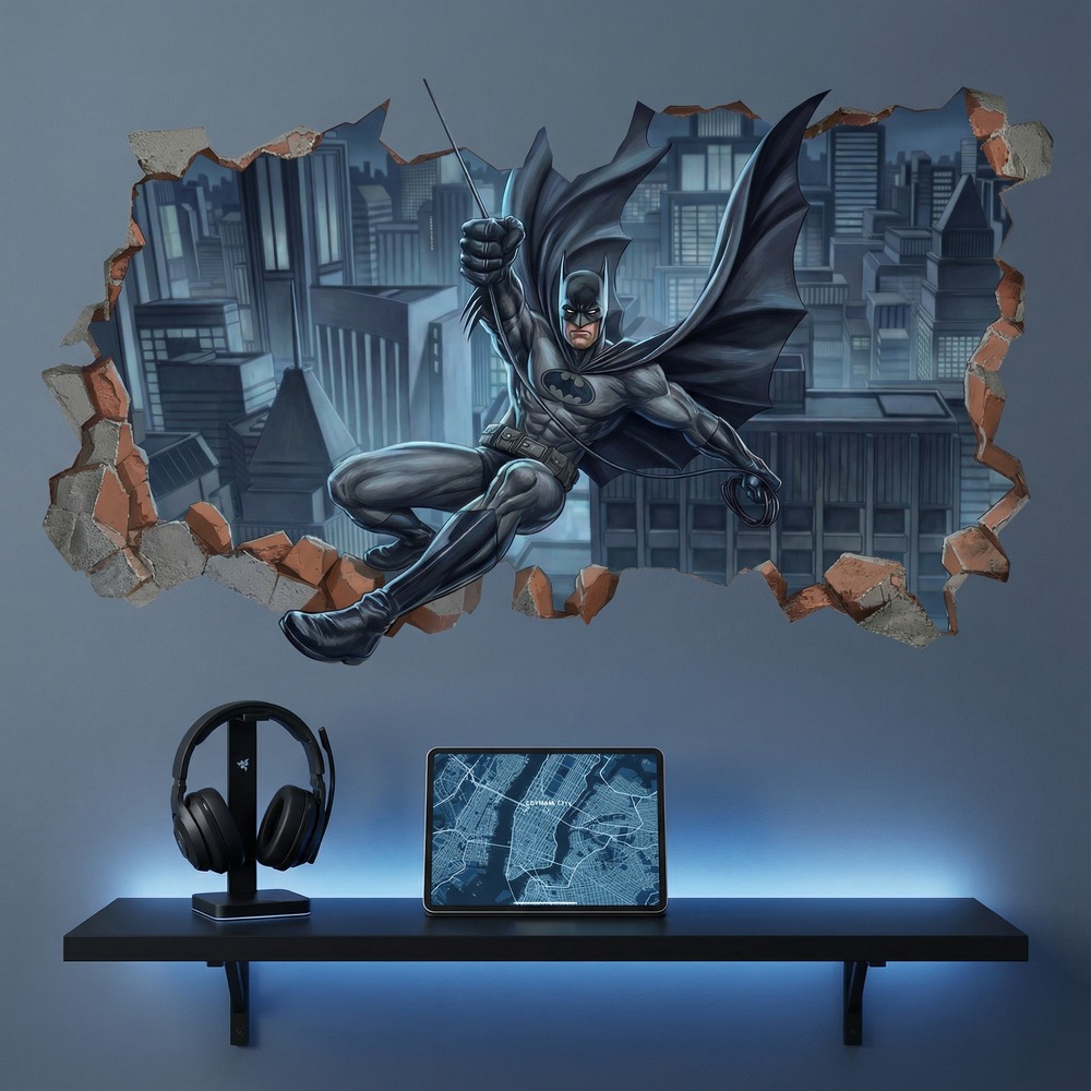 Stickers muraux: Trou de Mur Batman Justice