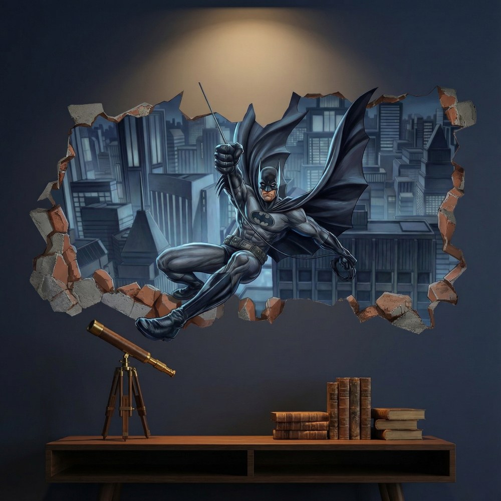 Stickers muraux: Trou de Mur Batman Justice