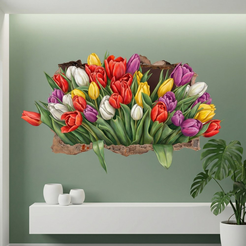 Stickers muraux: Trou de Mur Tulipes &Eacute;ternelles