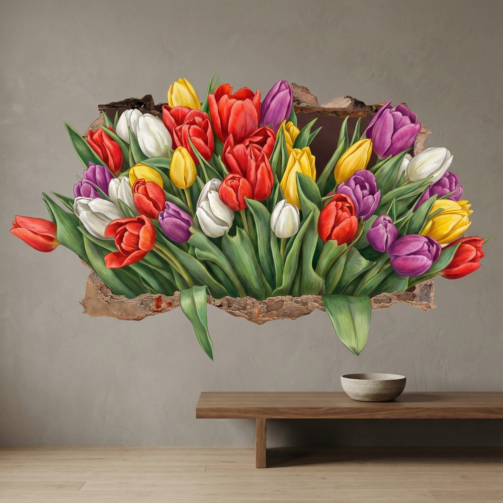 Stickers muraux: Trou de Mur Tulipes &Eacute;ternelles
