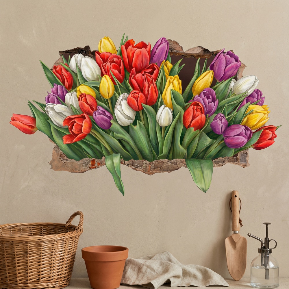 Stickers muraux: Trou de Mur Tulipes &Eacute;ternelles