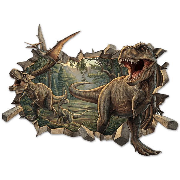 Stickers pour enfants: Trou de Mur Dinosaures Sauvages