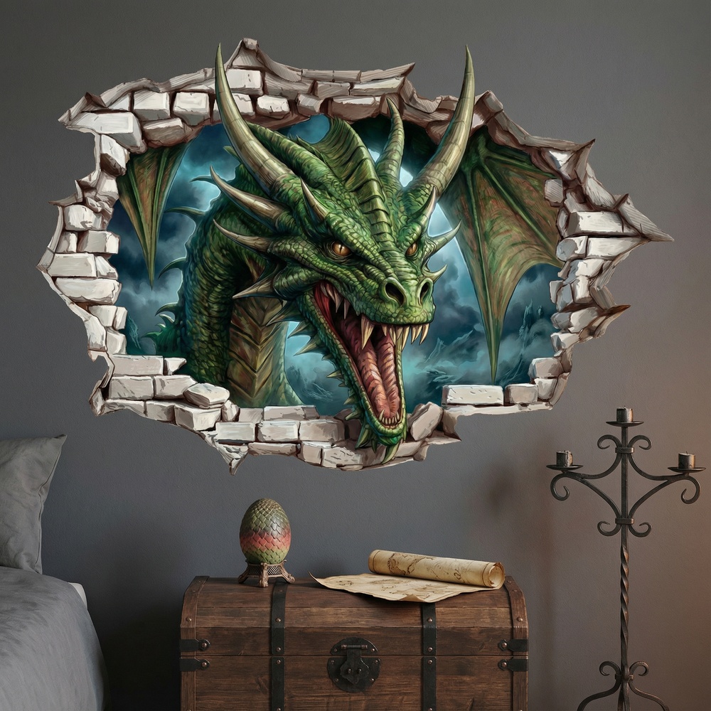 Stickers pour enfants: Trou de Mur Velociraptor Action