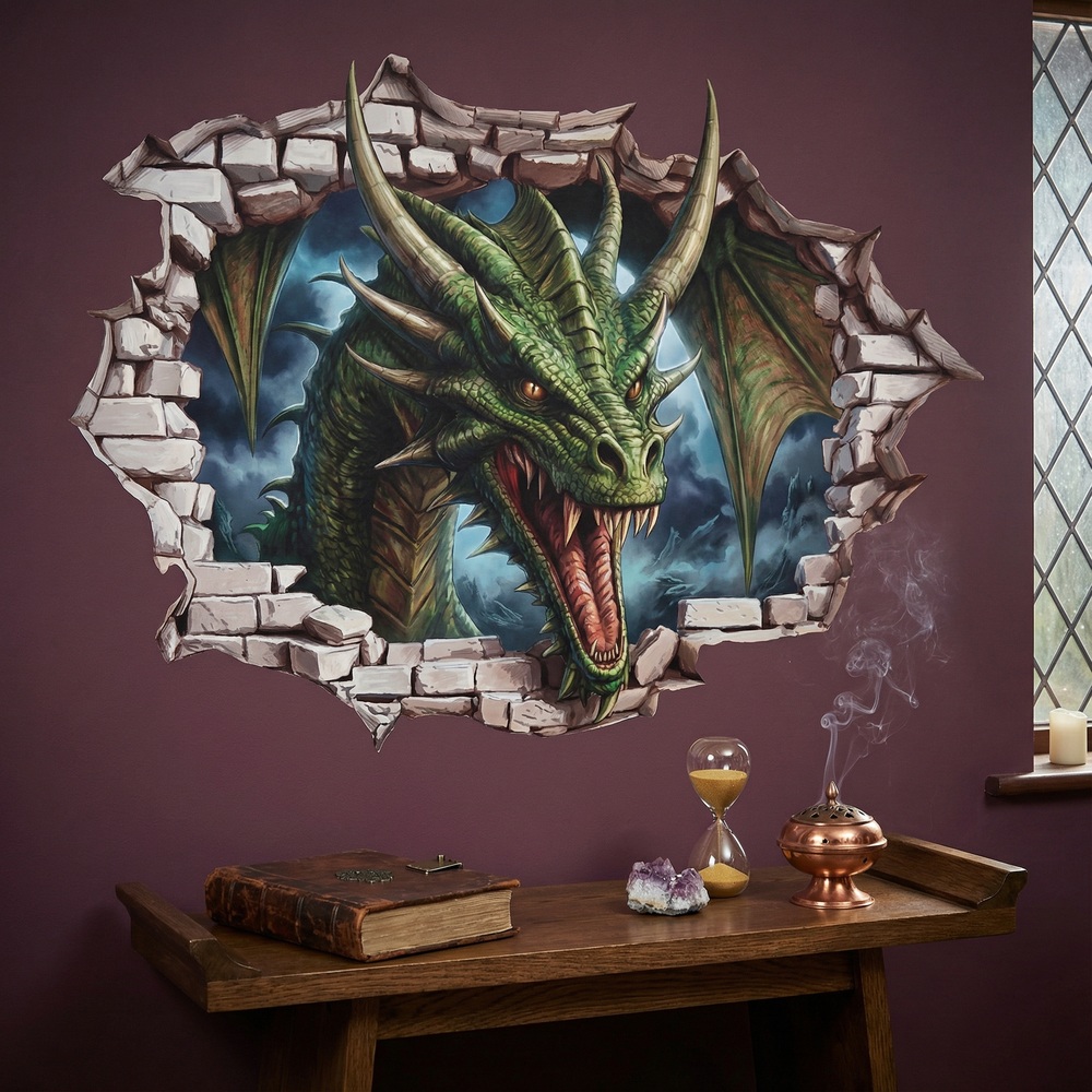 Stickers pour enfants: Trou de Mur Dragon Ancestral