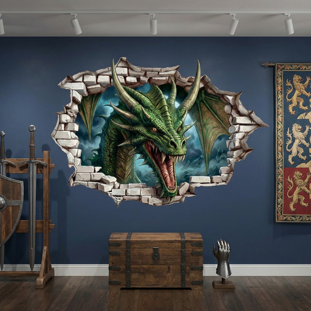 Stickers pour enfants: Trou de Mur Dragon Ancestral