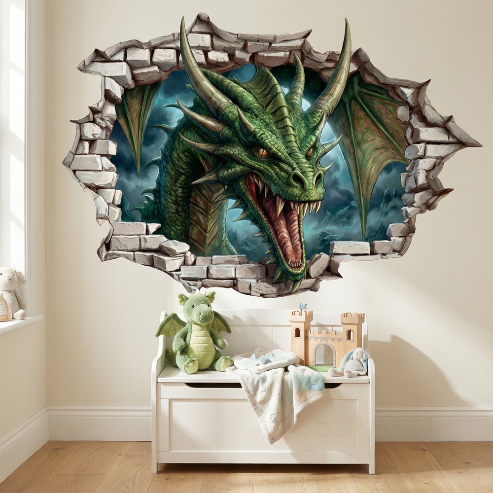 Stickers pour enfants: Trou de Mur Velociraptor Action