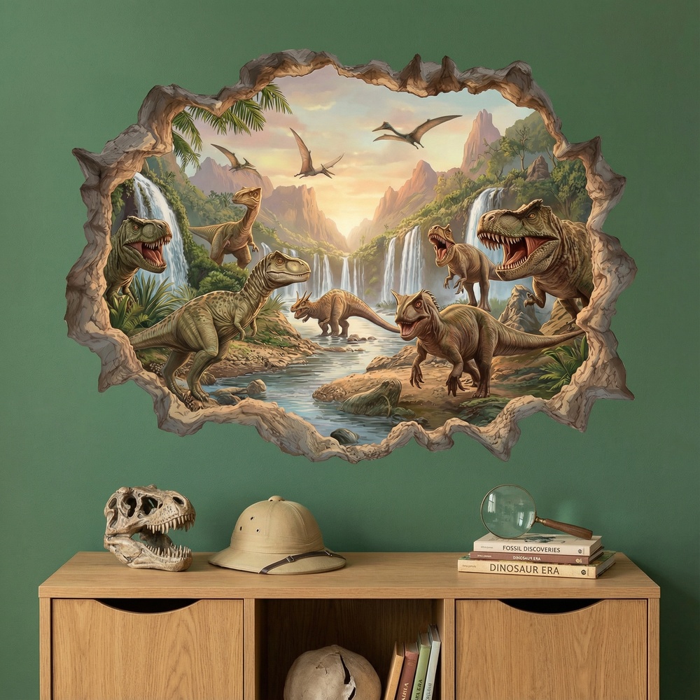 Stickers pour enfants: Trou de Mur Royaume Jurassique