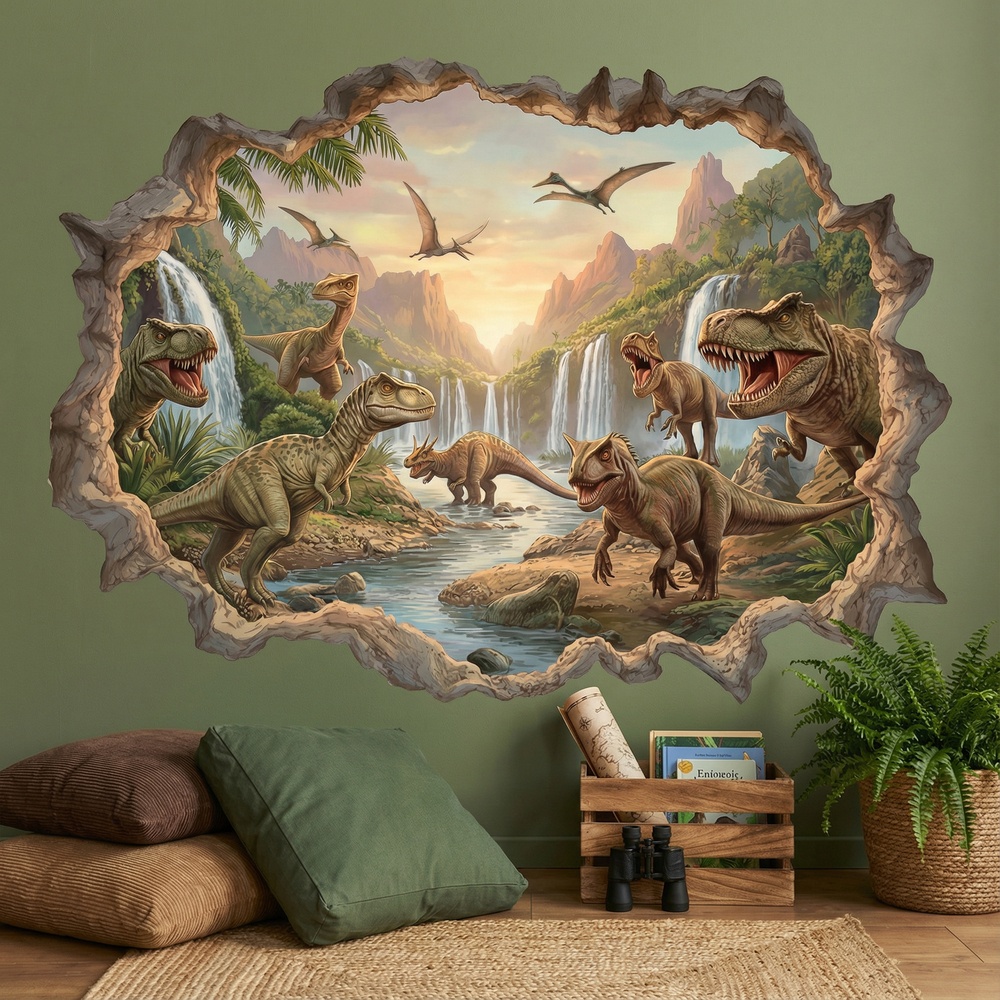 Stickers pour enfants: Trou de Mur Royaume Jurassique