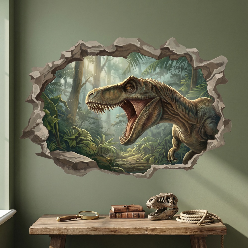 Stickers pour enfants: Trou de Mur T-Rex Colossal