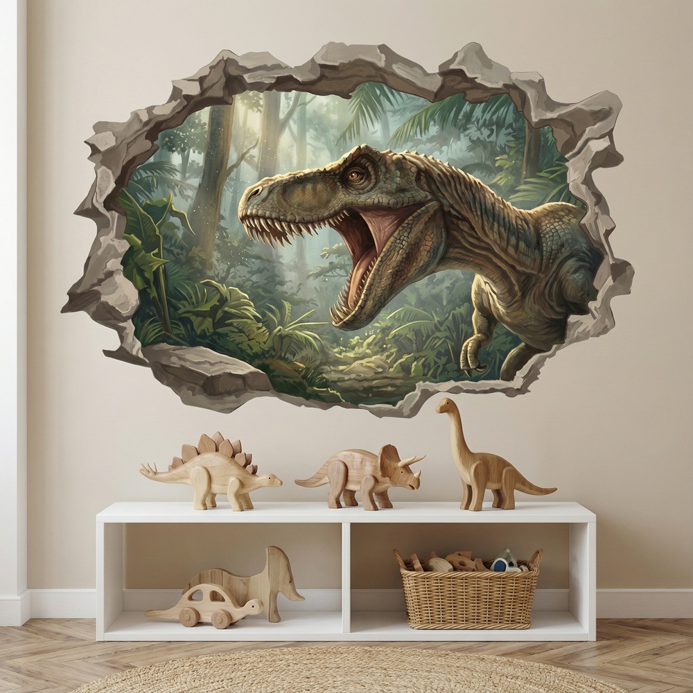 Stickers pour enfants: Trou de Mur T-Rex Colossal
