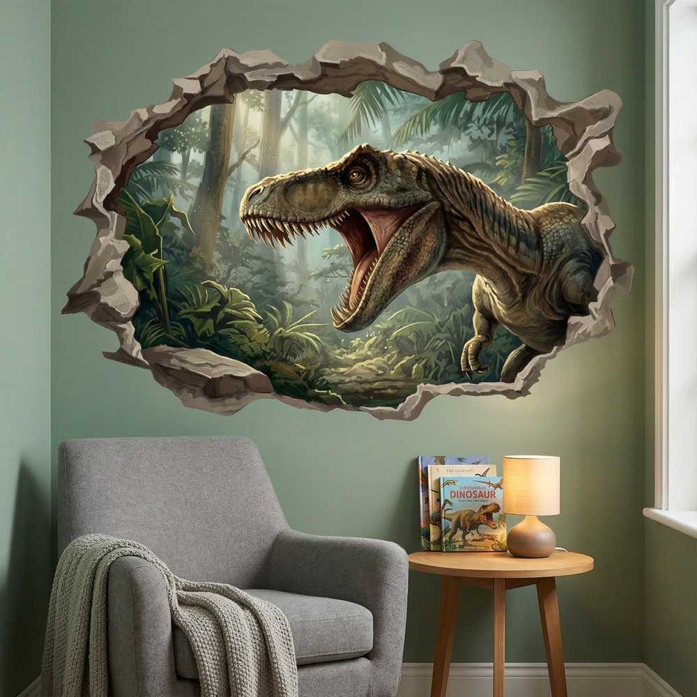 Stickers pour enfants: Trou de Mur T-Rex Colossal