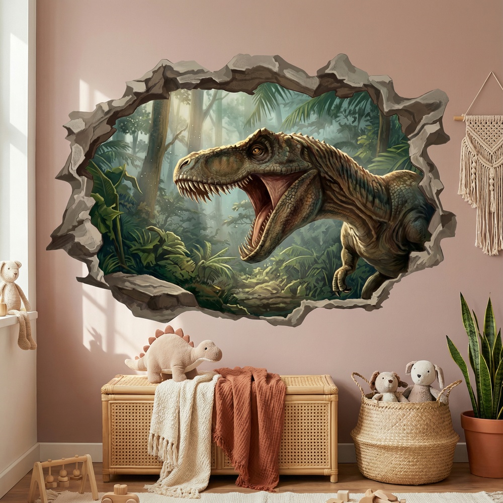 Stickers pour enfants: Trou de Mur T-Rex Colossal