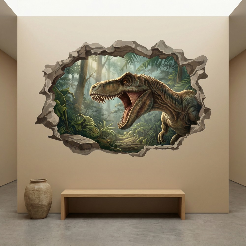 Stickers pour enfants: Trou de Mur T-Rex Colossal