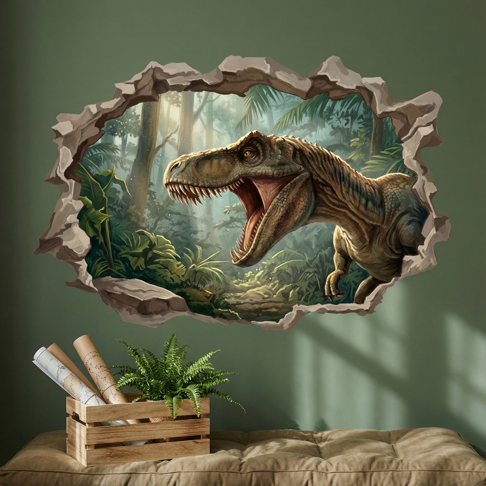 Stickers pour enfants: Trou de Mur T-Rex Colossal