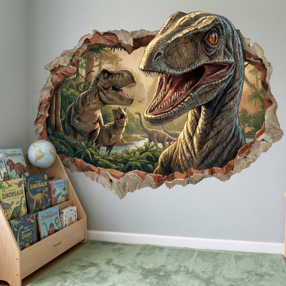 Stickers pour enfants: Trou de Mur Domination Jurassique