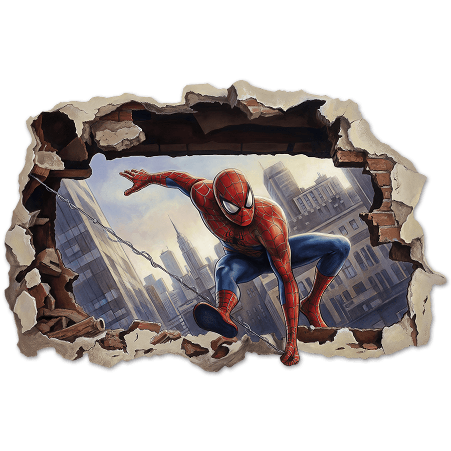 Stickers pour enfants: Trou de Mur Spider-Man Action