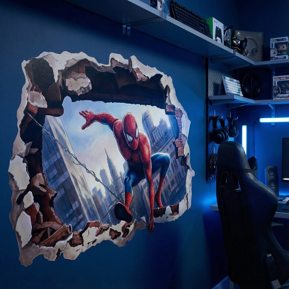 Stickers pour enfants: Trou de Mur Spider-Man Action