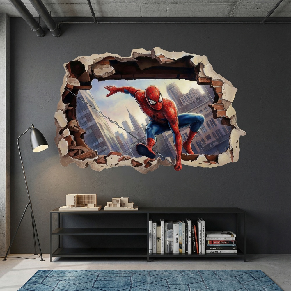 Stickers pour enfants: Trou de Mur Spider-Man Action
