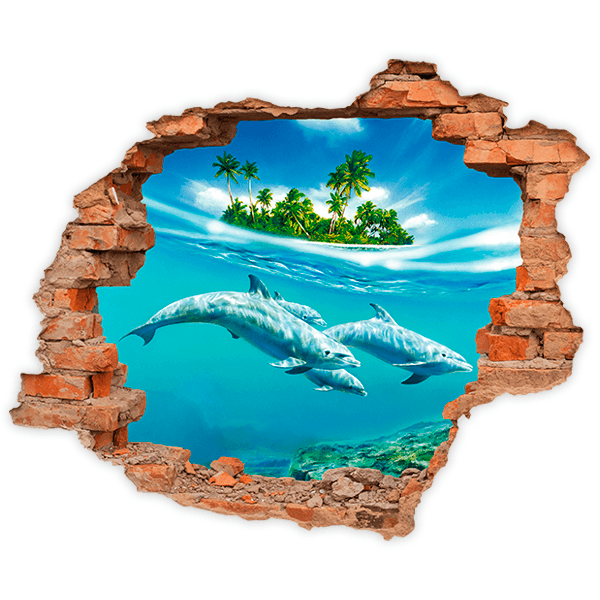 Stickers muraux: Trou dauphins sous la mer