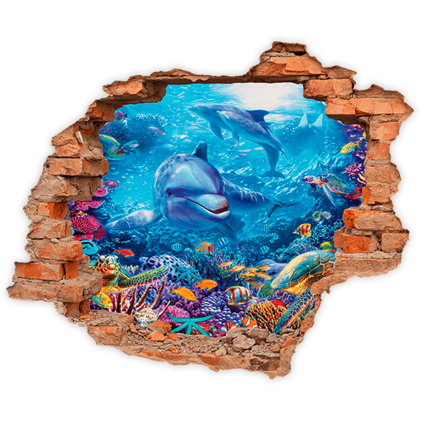Stickers muraux: Trou les dauphins dans les profondeurs