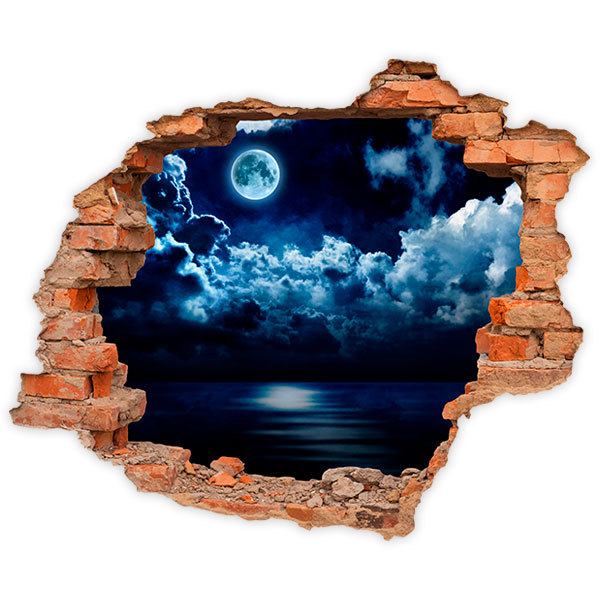 Stickers muraux: Trou Pleine lune sur la mer