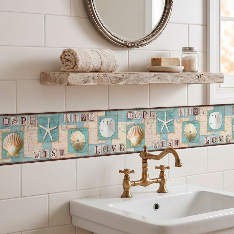 Frise murale adh&eacute;sive Motifs Marins 9/15