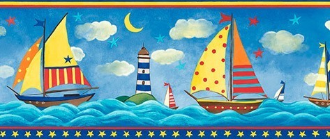 Stickers muraux: Frise murale Bateaux colorés