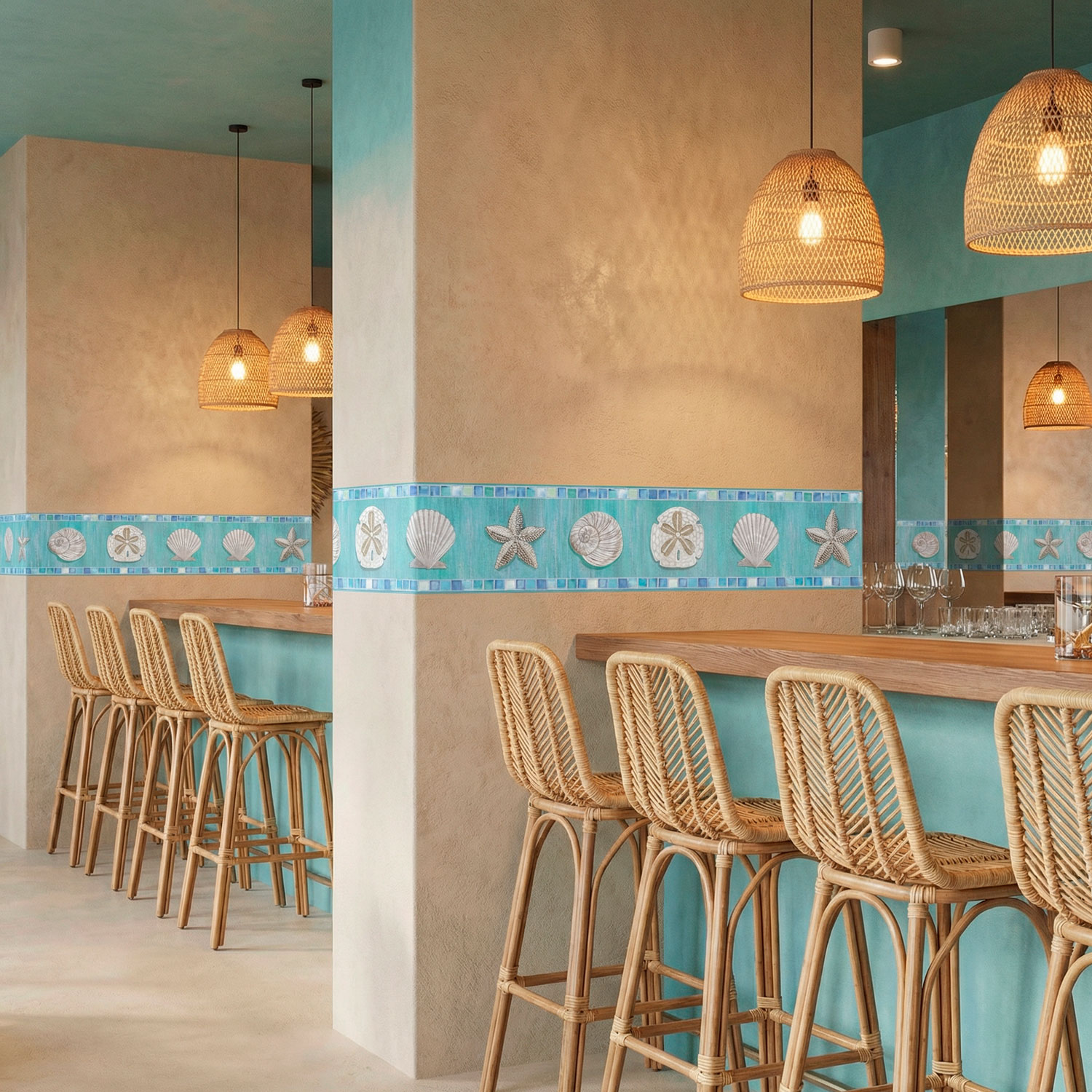 Stickers muraux: Frise murale coquillages