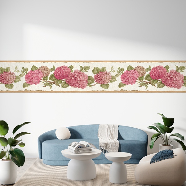 Stickers muraux: Frise murale hortensia