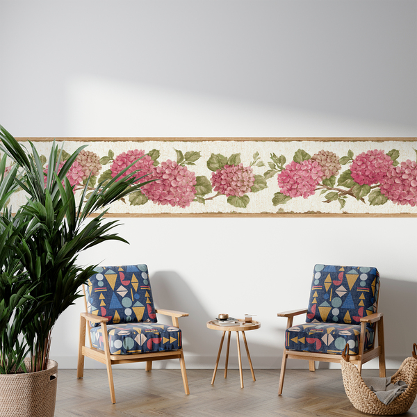 Stickers muraux: Frise murale hortensia