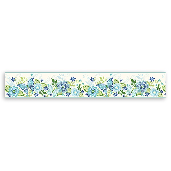 Stickers muraux: Frise murale Fleurs et papillons