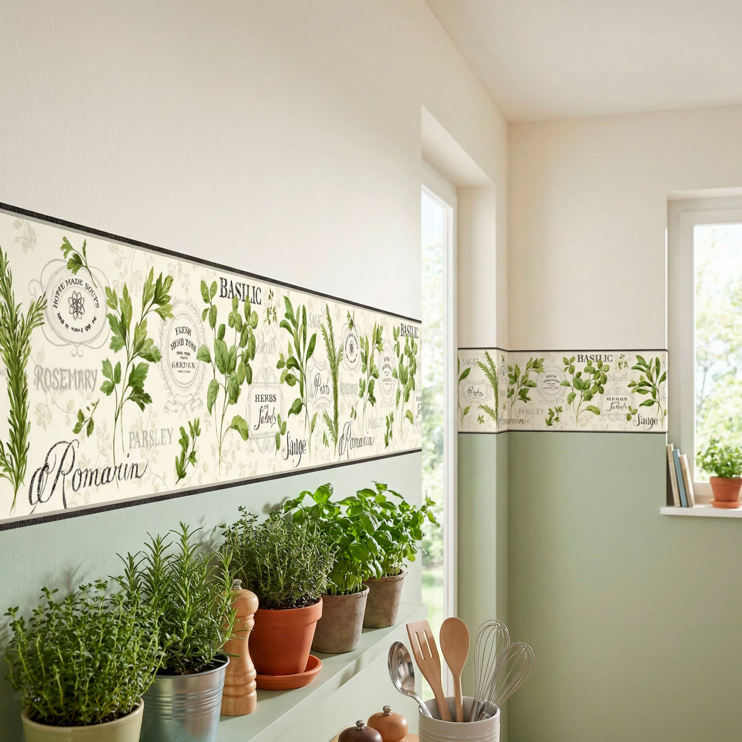 Stickers muraux: Frise murale herbes culinaires