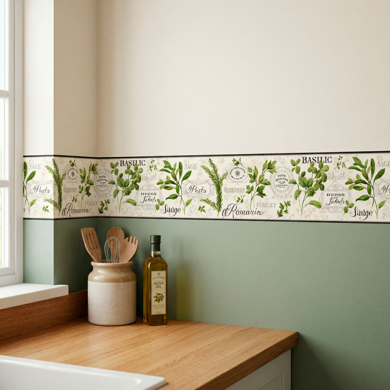 Stickers muraux: Frise murale herbes culinaires
