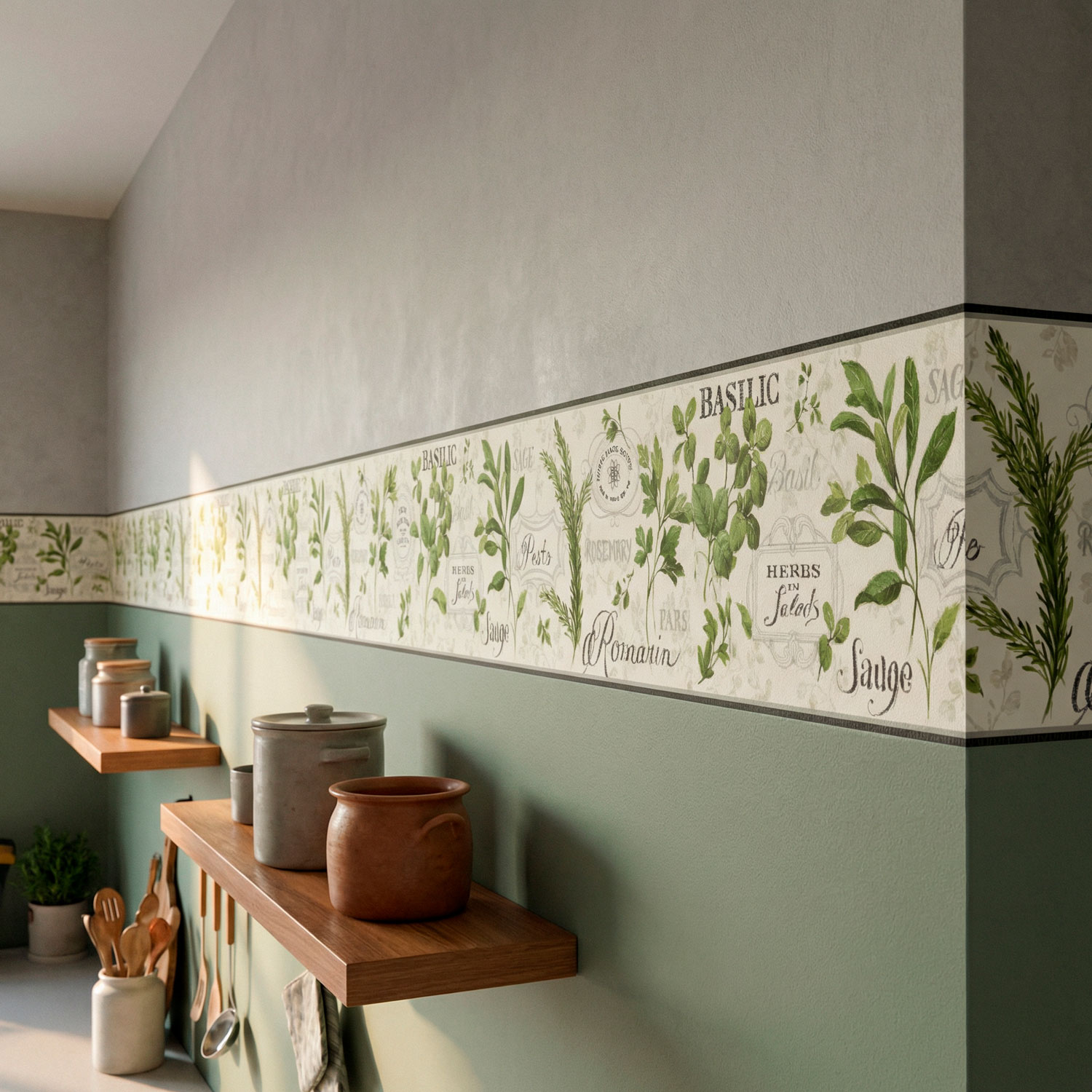 Stickers muraux: Frise murale herbes culinaires
