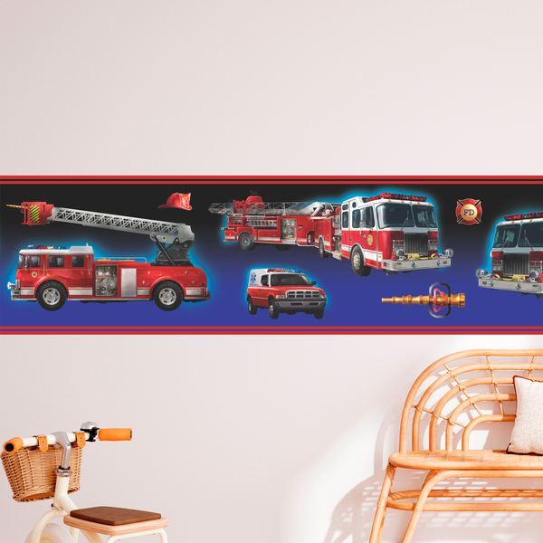 Stickers pour enfants: Frise Murale Pompiers
