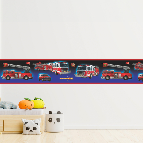 Stickers pour enfants: Frise Murale Pompiers