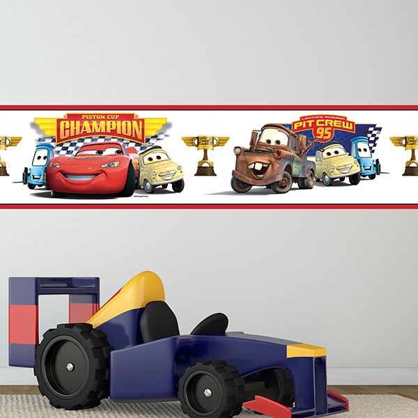 Stickers pour enfants: Frise Murale Cars - Tasse à piston