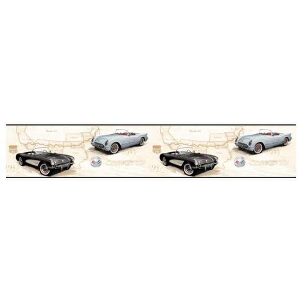 Stickers muraux: Corvette et Route 66