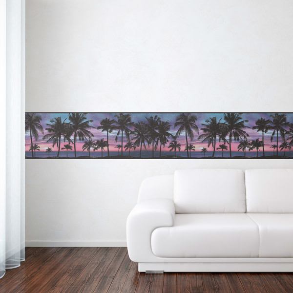 Stickers muraux: Coucher de soleil parmi les palmiers