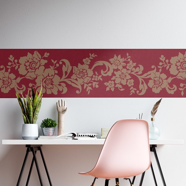 Stickers muraux: Fleurs sur Fond Rouge