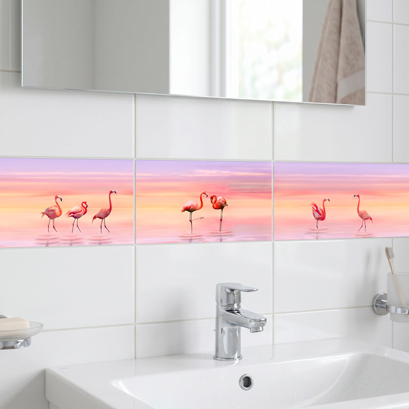 Flamants au coucher du soleil 12/13
