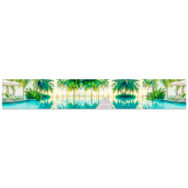 Stickers muraux: Piscine avec palmiers