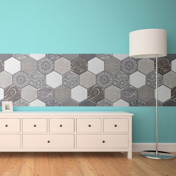 Stickers muraux: Tons gris hexagonaux