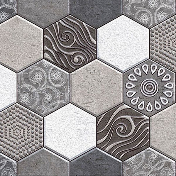Stickers muraux: Tons gris hexagonaux