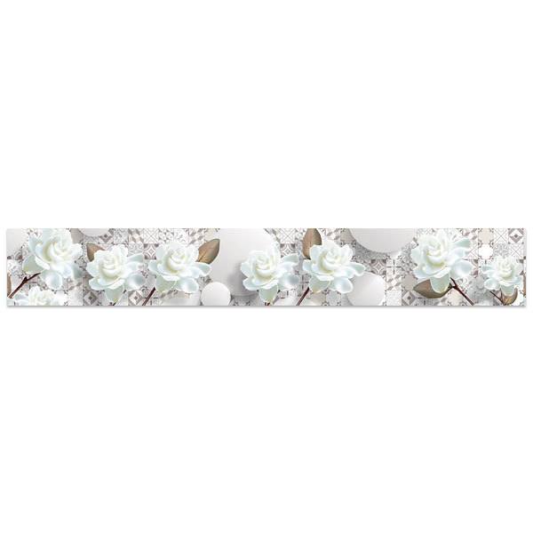 Stickers muraux: Des roses blanches sur des carreaux