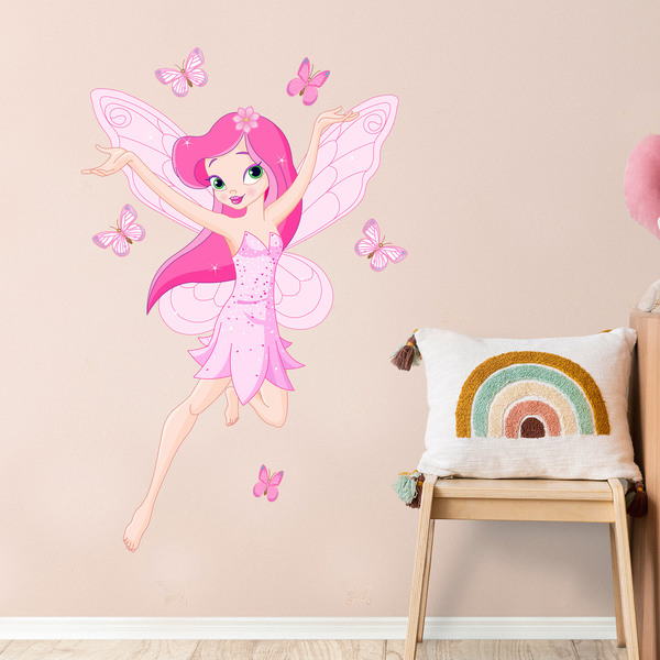 Stickers pour enfants: Fée Rose et papillons