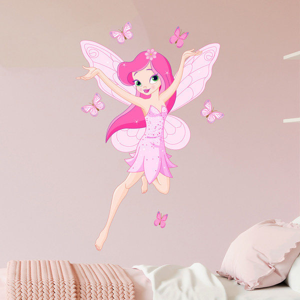 Stickers pour enfants: Fée Rose et papillons