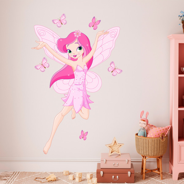 Stickers pour enfants: Fée Rose et papillons