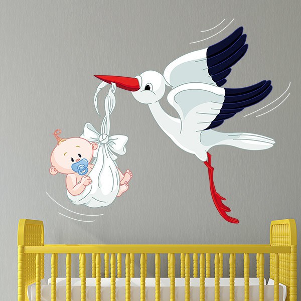 Stickers pour enfants: Cigogne et Bébé